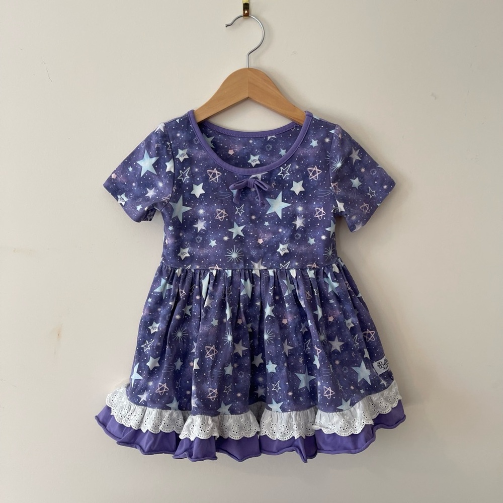 BELLA & OMI NWOT Stars Outer Space STEM Ruffle Twirl Dress